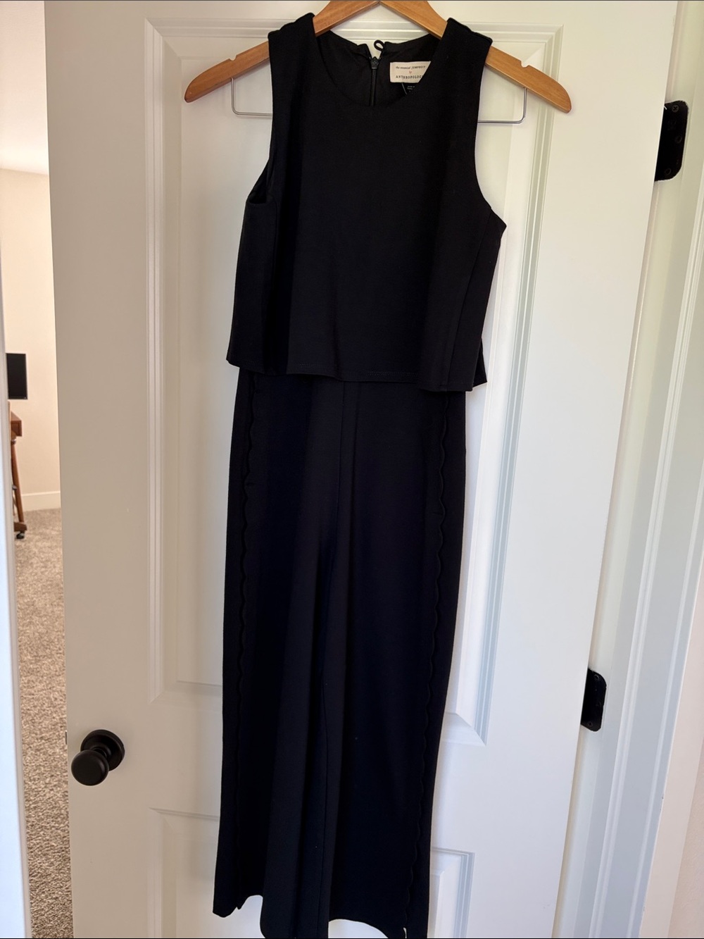 Anthropologie Black Sleeveless Overlay Jumpsuit